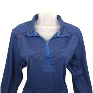 Rhone Womens Polartec 1/4 Zip Pullover Athletic Training Top Layer Blue‎ M